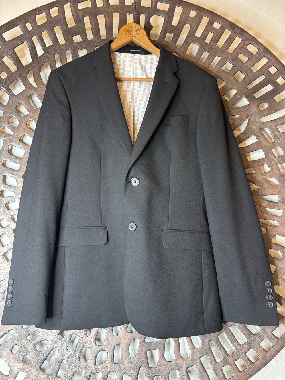 🖤 Egara Black Two Button Blazer Men’s 38S Stretch Sport Coat Dress Jacket 🖤